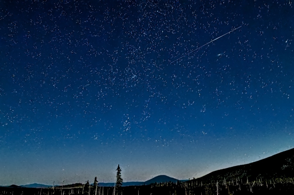 Perseid Meteor. Dee Wright Observatory, Oregon